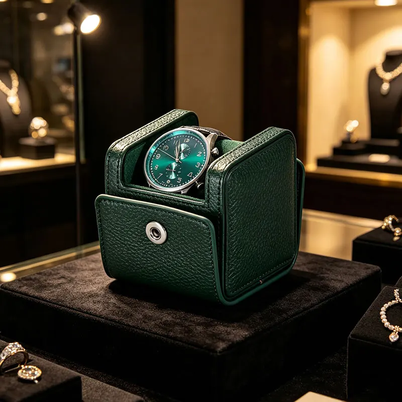 WoodTen Portable Watch Box Leather Watch Organizer Watch Storage Box With Pillow Wristwatch Bag Birthday Gift Watch Case