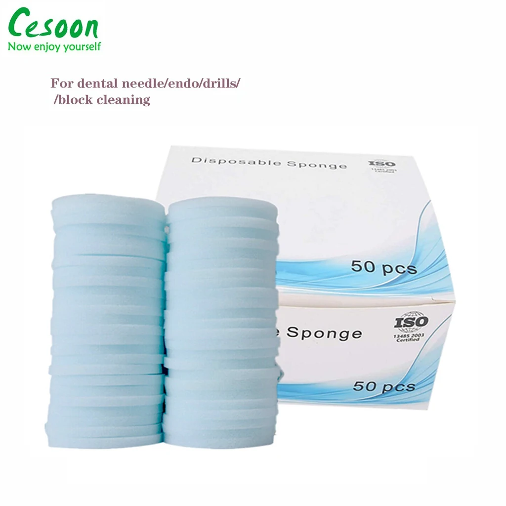 50Pcs Dental Clean Sponge Pad Dentist Endo Files Cleaning Foam  Disposable Replacement  Oral Care Teeth Whitening Tools