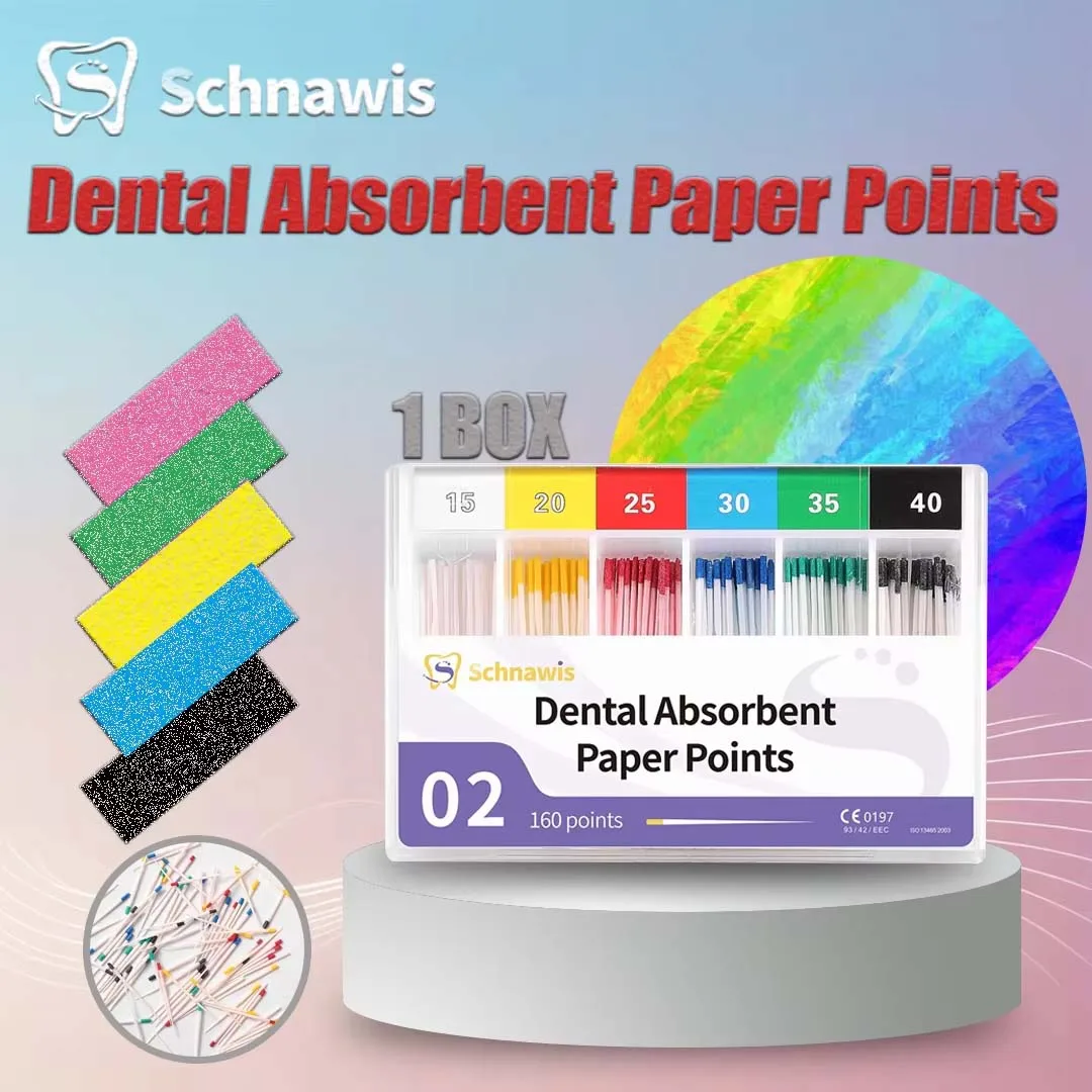 1Box Dental Absorbent Paper Points Sterile Mixed Sizes 02 04 06 Taper 15-40#F1F2F3 Dentistry Materials Endodontics Paper Tips