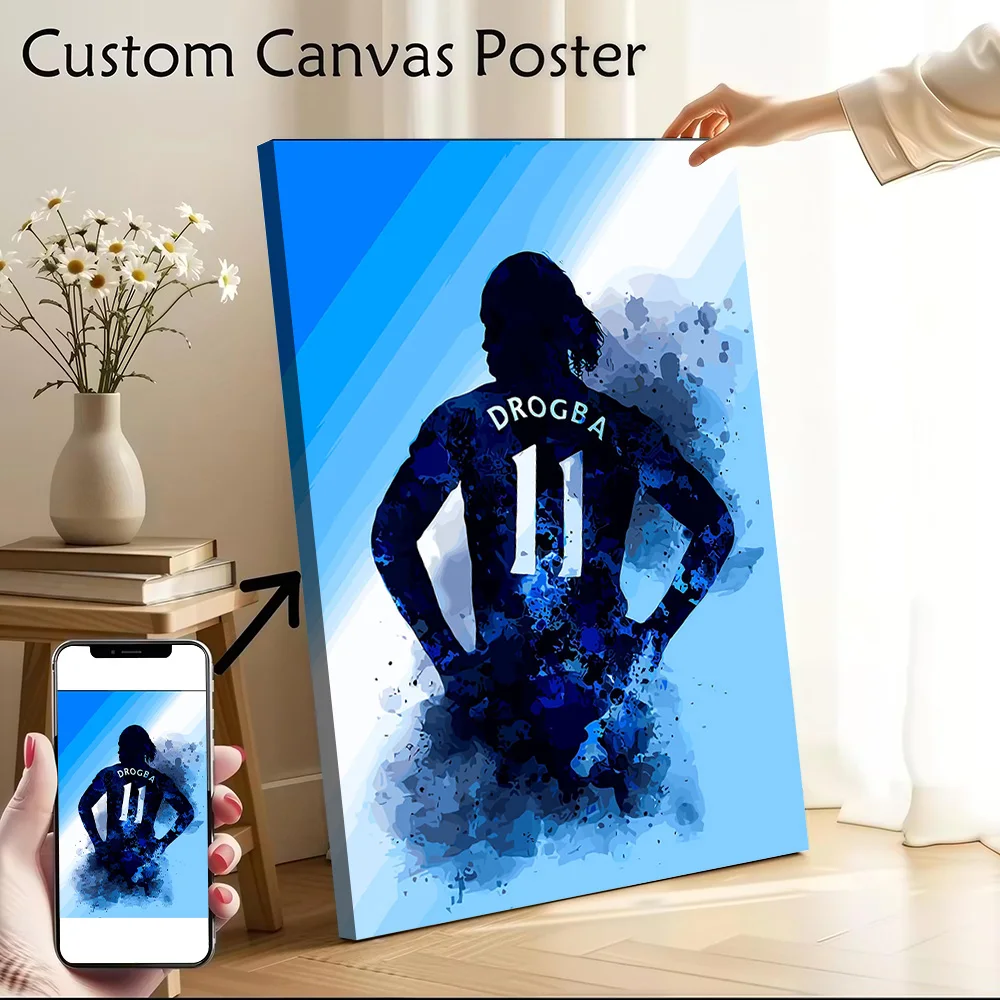 Drogba 11 Silhouette Art Printed Canvas Wall Art Customizable Paintings Poster Perfect Gift for Decoration Living Room Painting