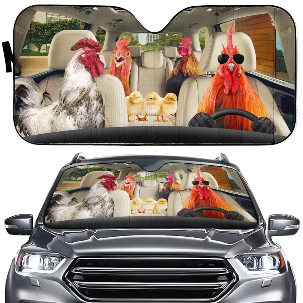 

Windshield Car Sunshade Funny Animal Windshield Sun Shade Window Cars Rooster Hen Folding Rays Sun Visor Protector Chicken