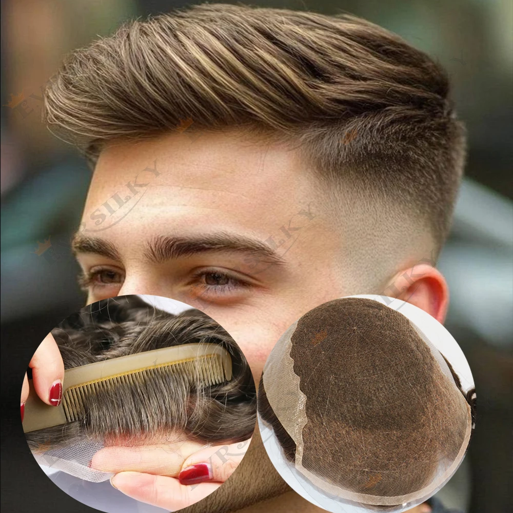 

Ash Blonde Q6 Undetectable Hairline Durable Lace&PU Man Toupee Grey 1B50 1B65 Human Hair Capillar Prosthesi Lace Front Hairpiece