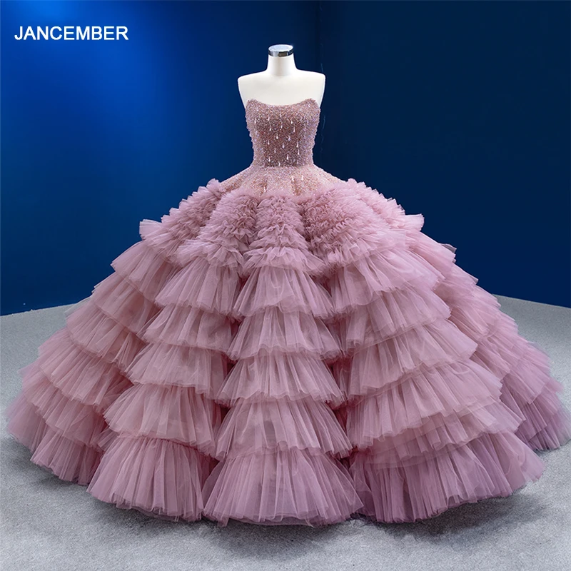 

Exquisite Sequins Beads Quinceanrra Prom Dresses Glitter Lace Customized Sleeveless Tiered Ball Gown Sweet 16 Dress Vestidos