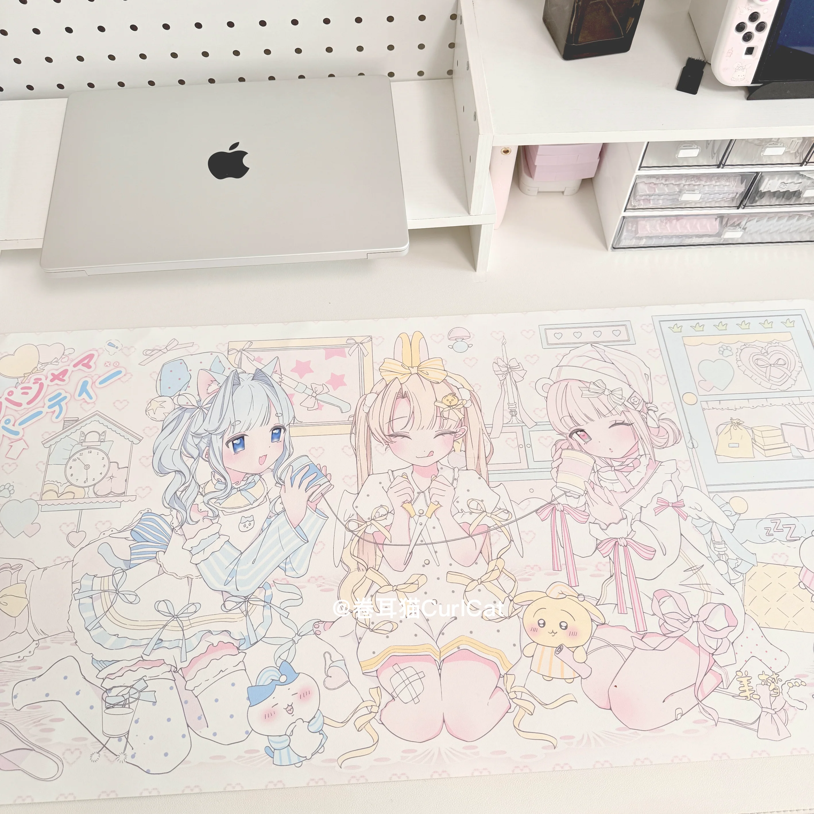 

New Anime Original Design Girly Mouse Pad Large PU Leather Waterproof Non-Slip Dorm Desk Mat Office Study Computer Keyboard Pad