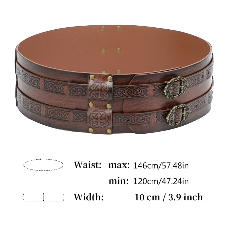 Wide Belt Nordic Faux Leather Armors Belt Cosplay Knight Belt Costume