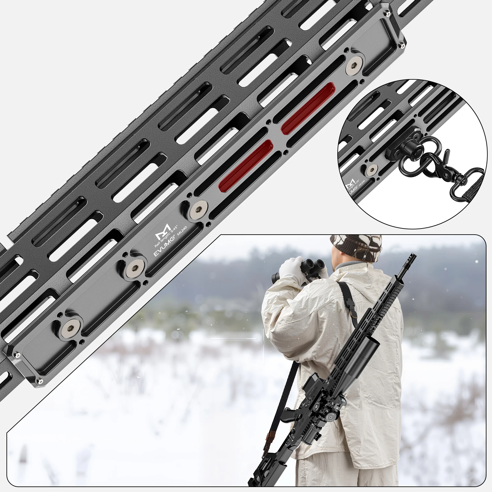 Adapter do statywu EVUMO ML240/300mm Mlok Arca Rail Arca Swiss z szybkozłączką, przedłużony uchwyt do statywu, adapter do bipodu do polowań — zdjęcie produktu 6