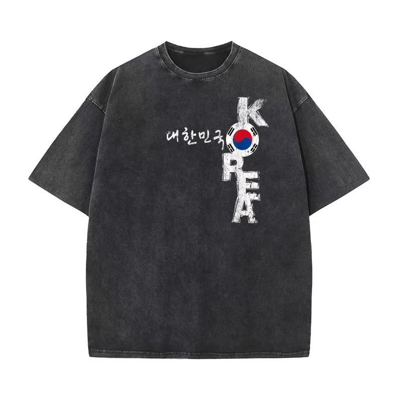 

Korea Tshirt Korean Pure Cotton Luxury Brand Men's T-shirts O-neck Tshirt Oversized Art Graphic Clothing Printed Korea Souvenir