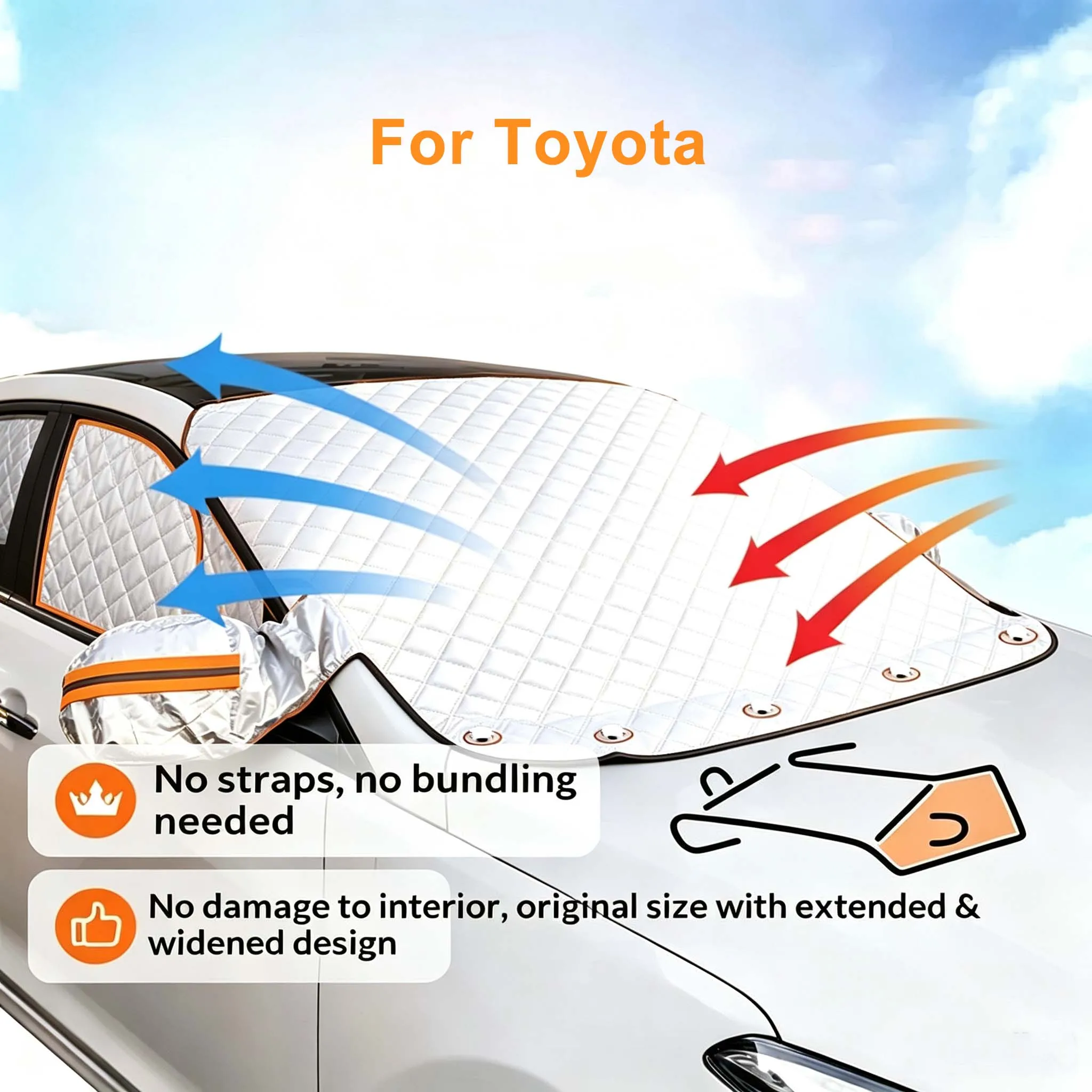 For Toyota Land Cruiser Prado 120 J120 LC120 Extra Thick Magnetic Anti Frost Freezing Car Snow Cover Shield Windshield Sunshades