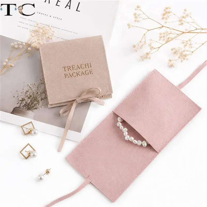 24 PCS Square With Straps Microfiber Fabric Pouches for Storing Rings Earrings and Necklaces Customizable with Your Logo
