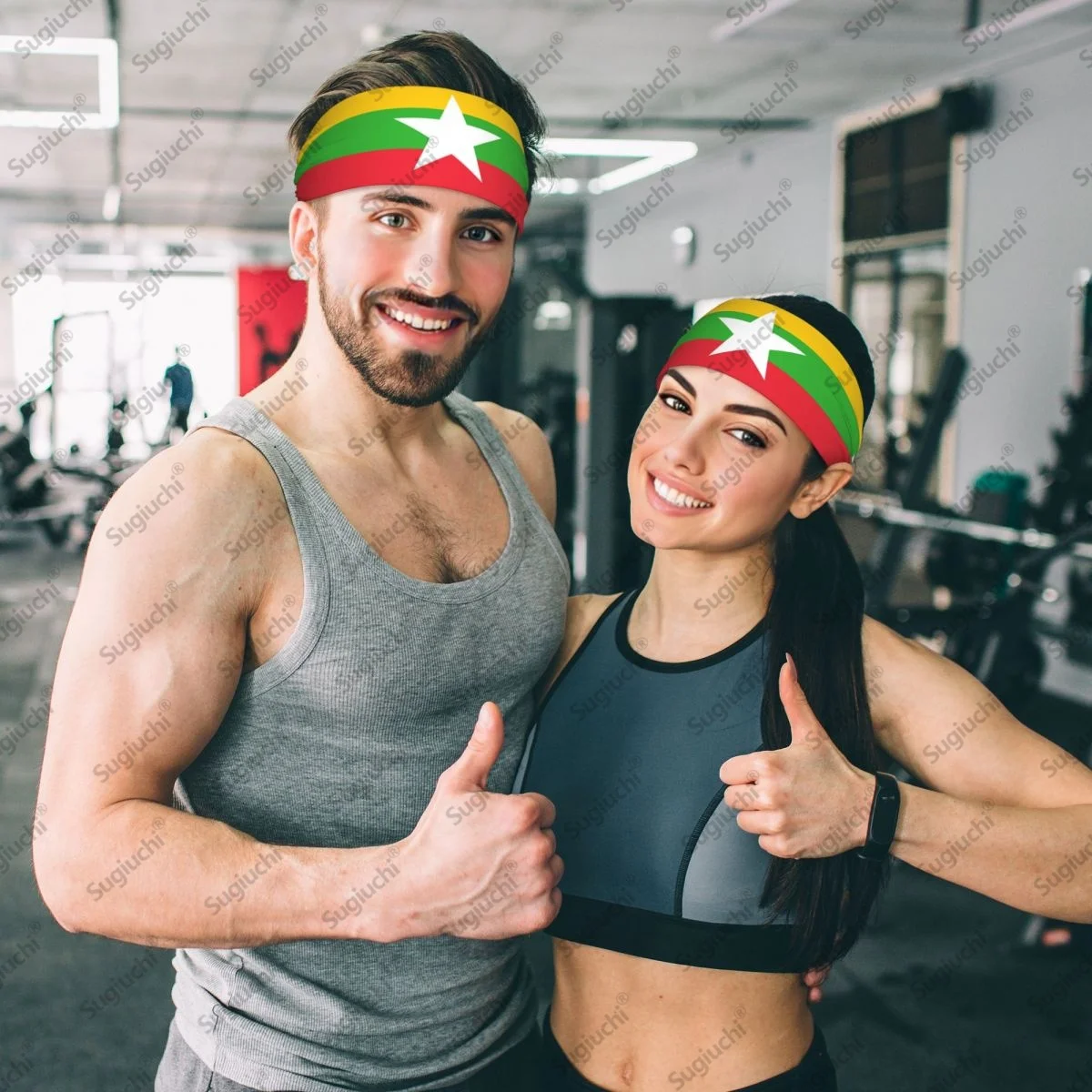 

2025 Myanmar Flag Sweatband Women Men Moisture Wicking Syriac Aram Gym Headband for Cycling Yoga