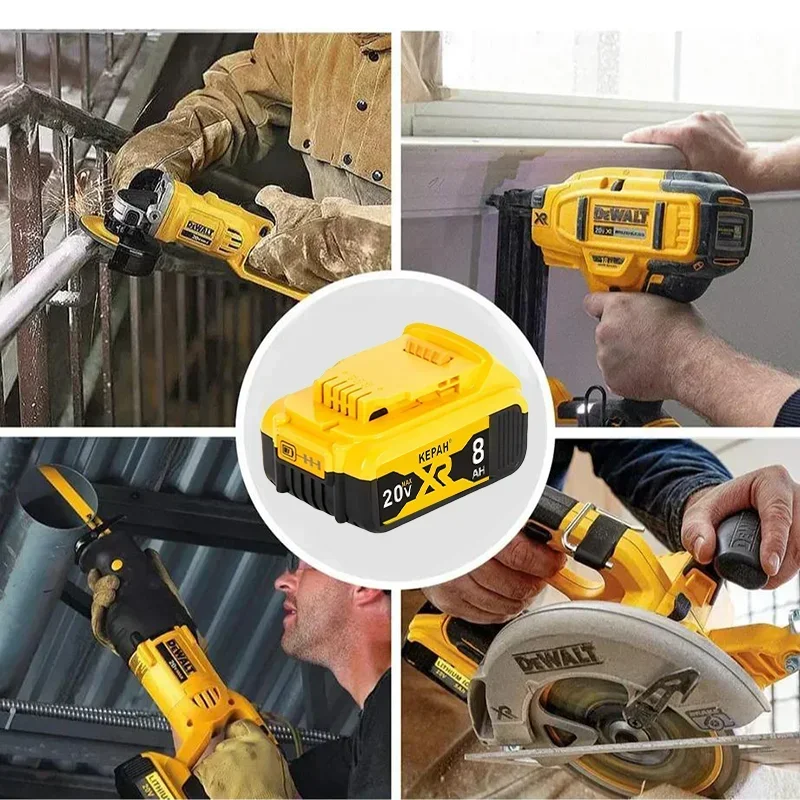 Dewalt 전동 공구용 배터리, 8000mAh, 20V, 8.0Ah, DCB206, 20V, DCB205, DCB200 DCB204-2, 신제품 100%