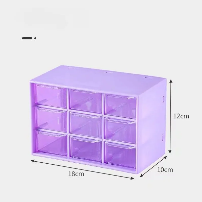 Kawaii Color Desktop Drawer 9 Grids Multi-functional Storage Box Organizer Ins Cute Girl Jewelry Sundries Desk Organizer Boxes