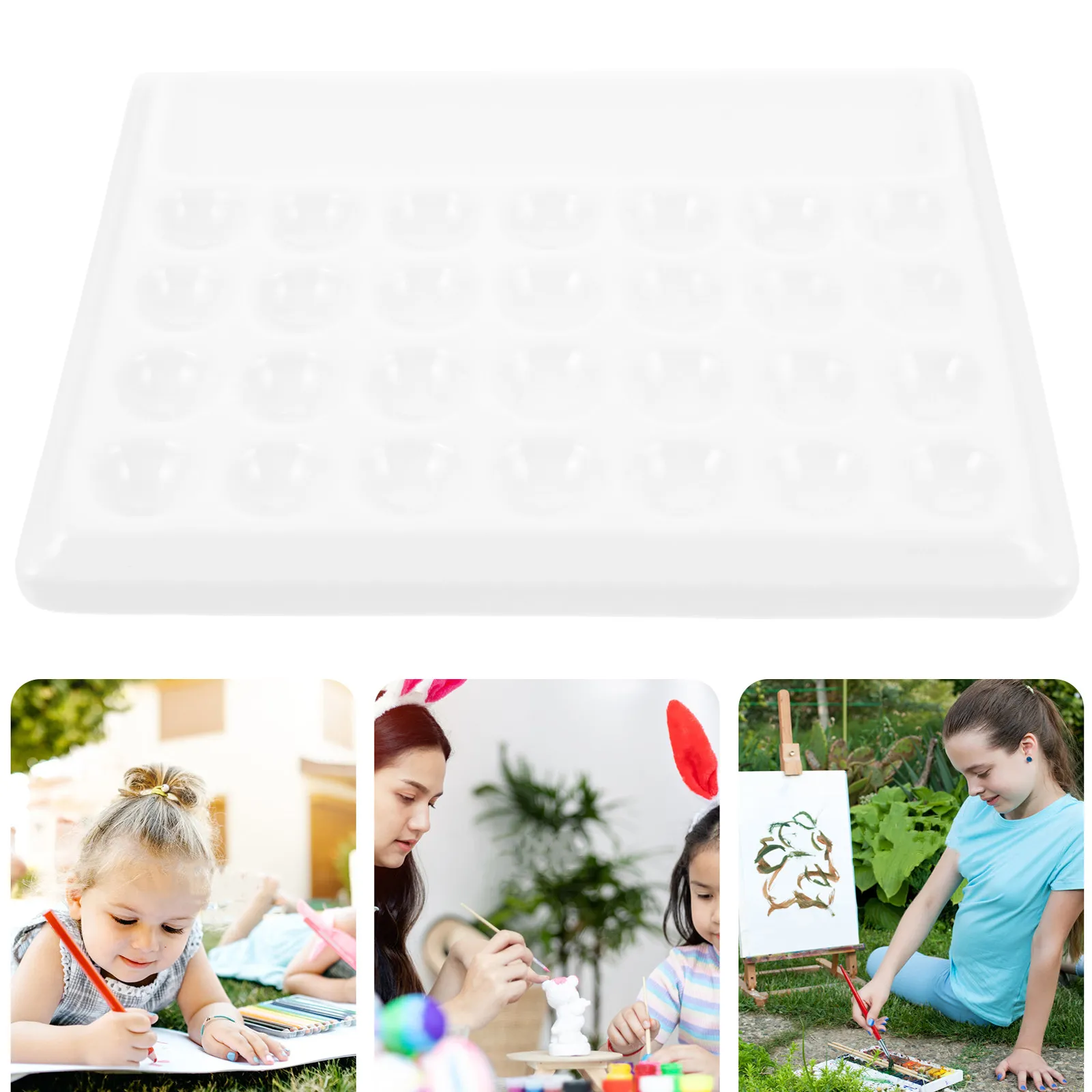 Ceramic Watercolor Palette for Artists – Smooth Surface, Easy Clean, Vibrant Color Retention, Portable Sketching