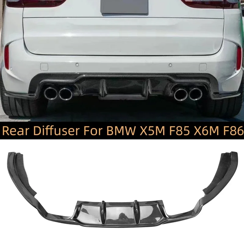 Carbon Fiber Rear Bumper Lip Diffuser Spoiler 3D Style For BMW X5M F85 F86 X6M 2014-2019 Splitters Apron Car Accessories