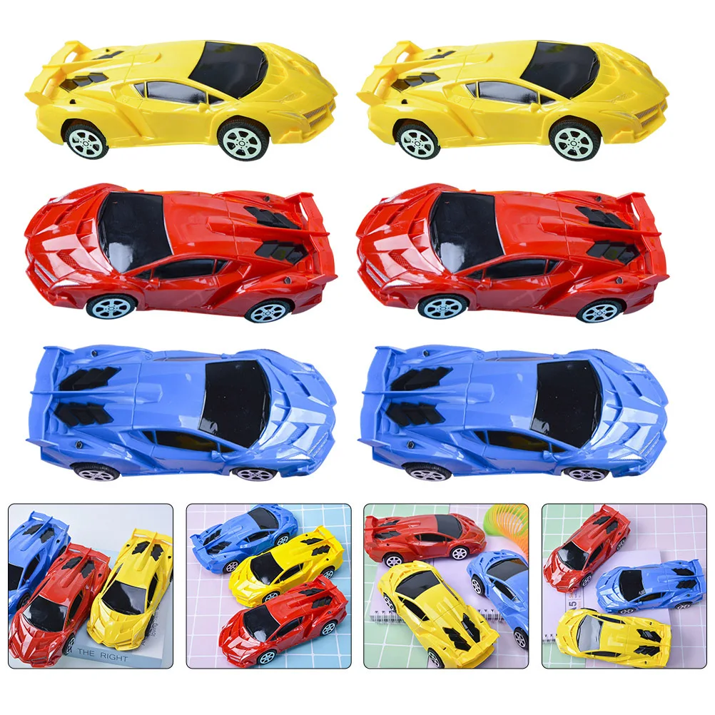 6 قطعة المركبات الصغيرة بالقصور الذاتي سيارة بلاستيكية للأطفال طفل رضيع الاحتكاك بالطاقة الكرتون دفع سيارات البناء مركبة اللعب #1