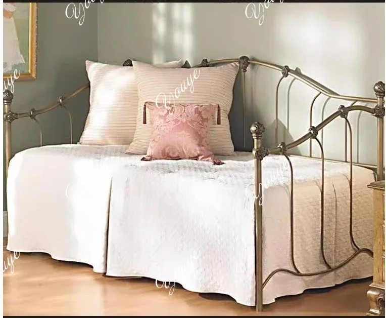 N49 European wrought iron sofa bed single bed simple princess bed sitting and sleeping small apartment, can be customized push-p