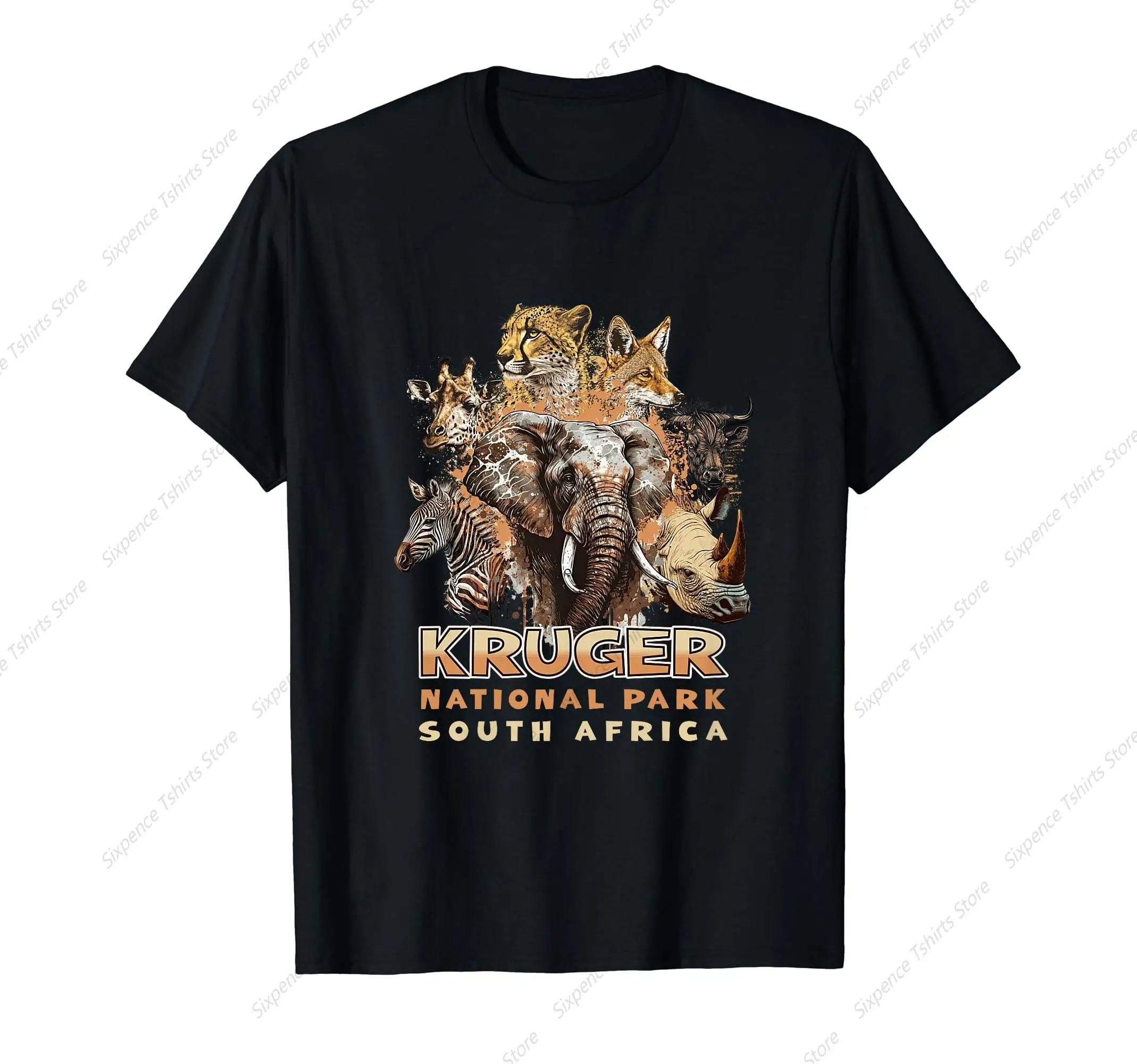 Animals in South African Kruger National Park Elephant Men‘s T-Shirt Soft Comfortable Easy to Wear Simple Practical