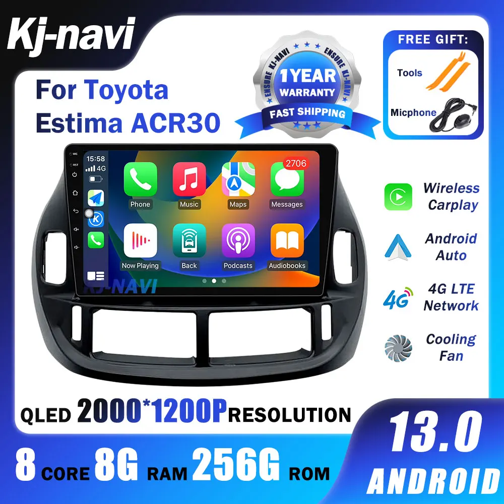 

Android 13 Car Radio QLED RHD LHD For Toyota Estima ACR30 RHD 2004 Navigation Multimedia Video Player LTE RDS DSP GPS SWC Auto