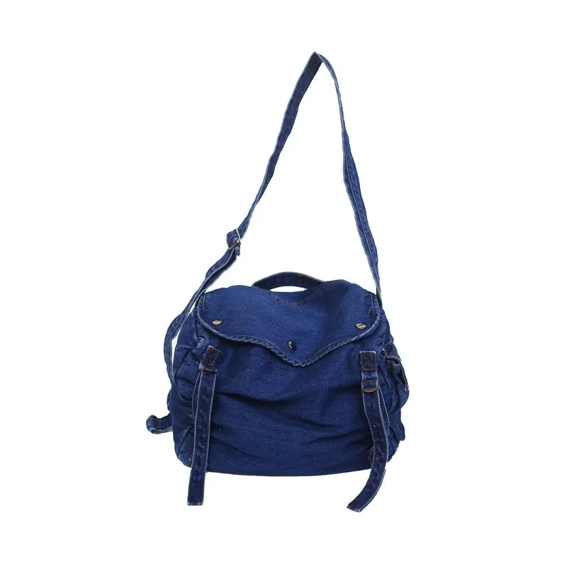 Bolsa crossbody jeans monocromática para mulheres, bolsa casual com zíper, bolsa de ombro de alta capacidade, alta qualidade