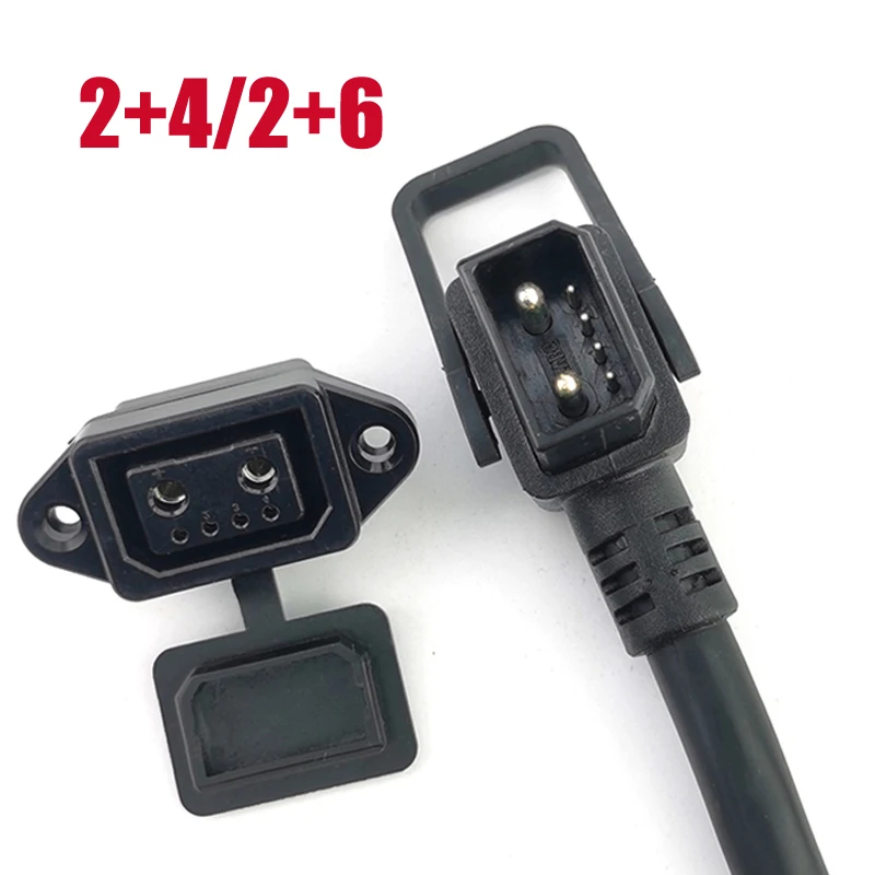 

2+6 2+4 Pin Electric Vehicles Charging Plug Socket High-power E-Bike Lithium Battery Power Cable 2/4/6/8Pin Elbow Wire Connector