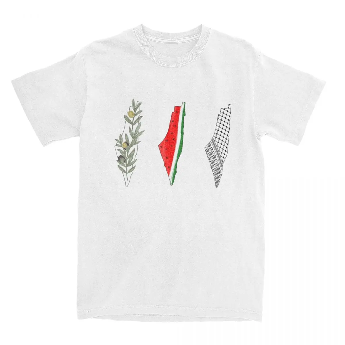 Palestine Palestinian Men T Shirts Olive Kufiya Watermelon Tee Shirt Short Sleeve O Neck T-Shirts 100% Cotton Summer Clothing