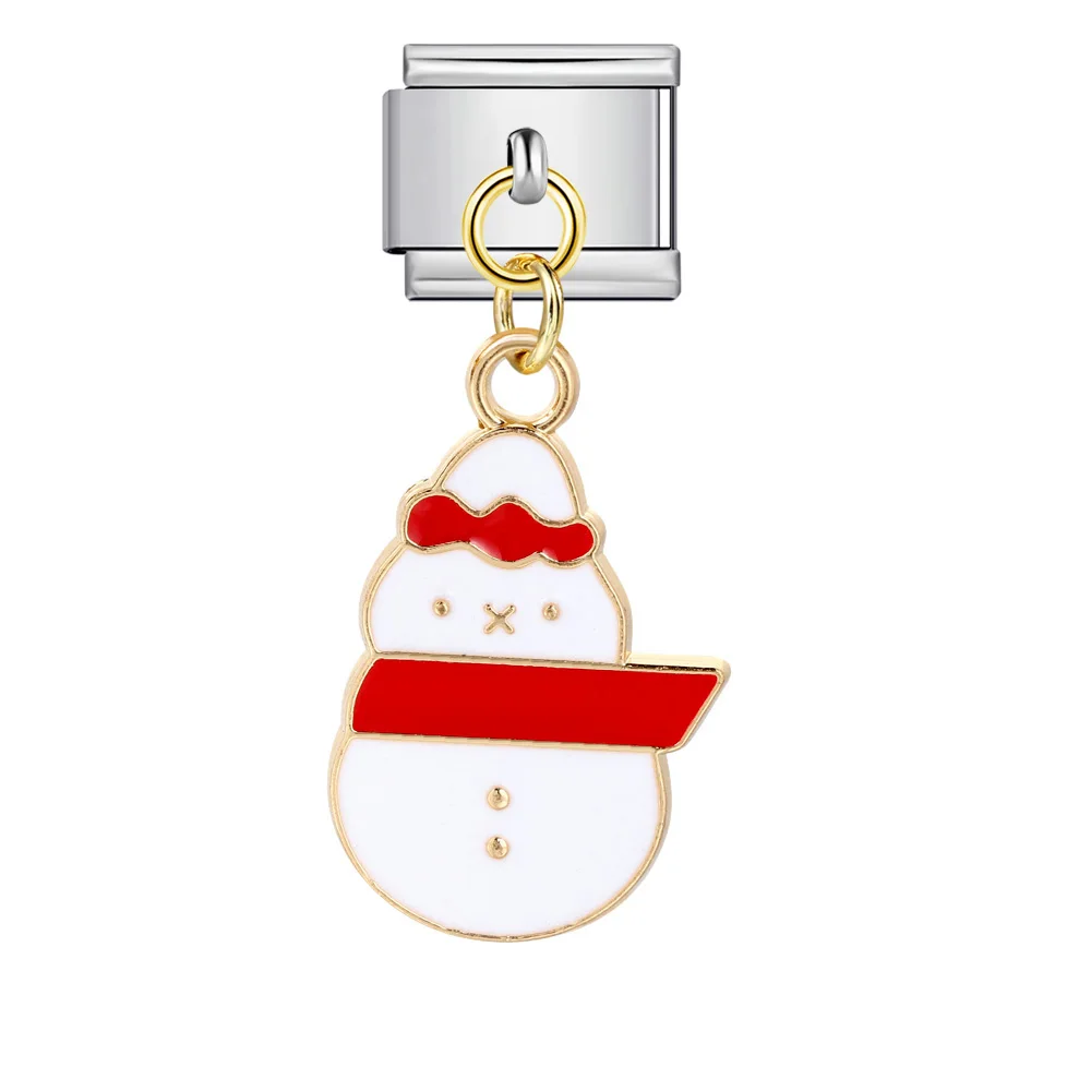 Romantischer Weihnachts-Schneemann, Bonbon-Glocke, Elch, Hirsch, italienischer Glieder-Charm, passend für 9mm Edelstahl-Armband, Schmuck DIY Herstellung – Detail 6