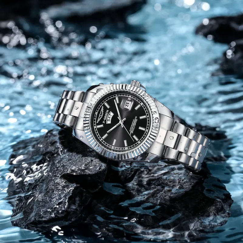 Reloj para hombre, reloj con calendario, correa de acero, reloj para hombre, marca de negocios, reloj de pulsera luminoso de cuarzo, nuevo modelo 2025