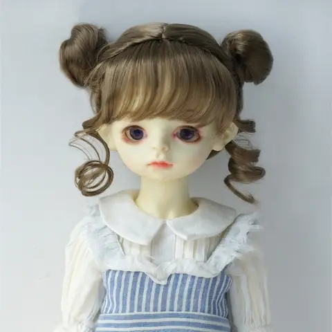 JD606 All Size Twins Buns BJD Synthetic Mohair Wig Suit For OB11 YOSD MSD SD Blythe Hair 1/8 1/6 1/4 1/3 Cheap Doll Accessories