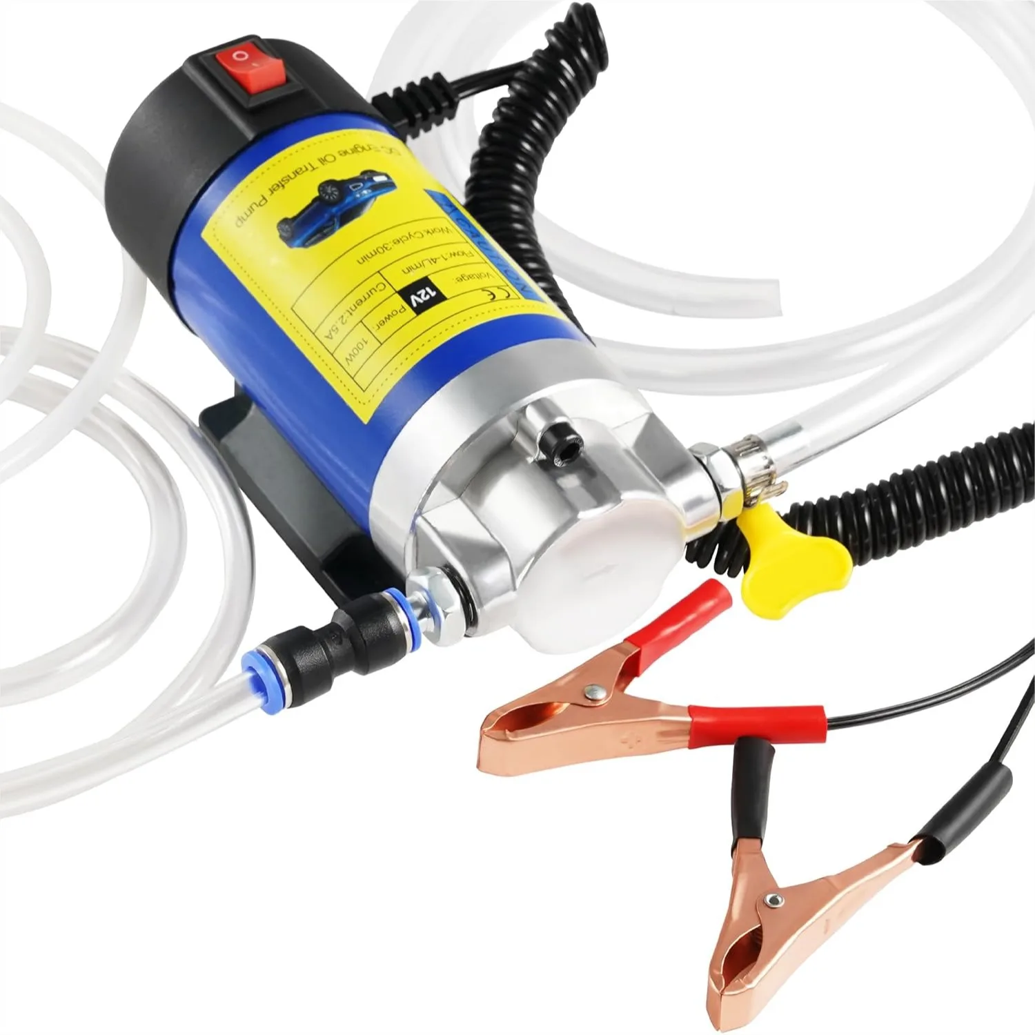 

12V 100W Oil Extractor Pump for Engine Oil Change, Electric Fluid Transfer Pump for Motor Oil, Gear Oil Removal for Car Mower