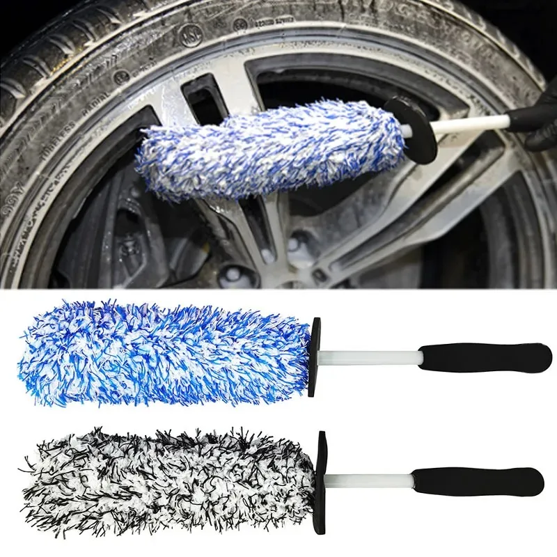 1PCS Car Wheel Hub Brush Anti Slip Soft Handle Easy to Clean Gaps Dirt Ultra Fine Fiber Long Handle Brush Car Accessories