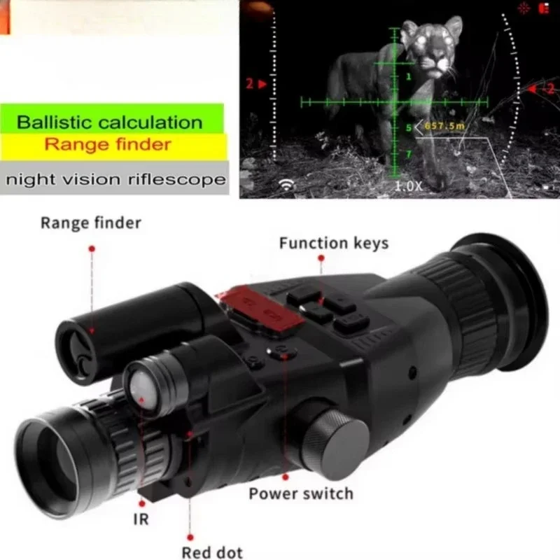 Night vision scope, with wireless rangefinder, trajectory calculation, hunting trajectory, infrared hunting camera 5000J single