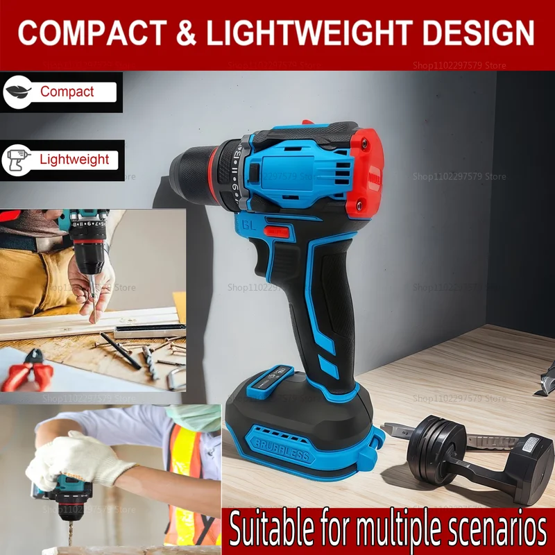 مثقاب كهربائي ومفك براغي لاسلكي بدون فرش أداة طاقة تأثير سرعتين للمنزل DIY والمهنية مع بدون بطارية تستخدم 21 فولت