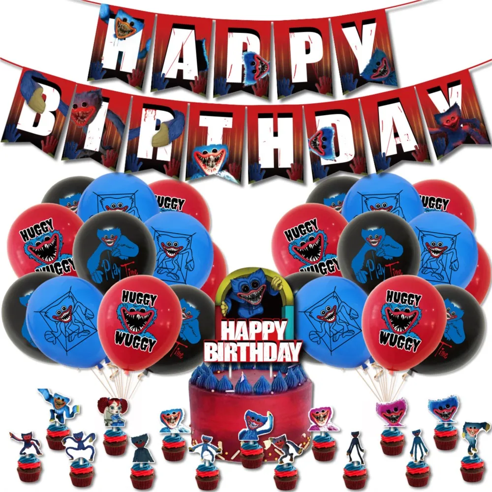 Party Supplies Balloons Play Time Game Decoration Set Anime Balloons Happy Birthday Banner Kids Boy Toys