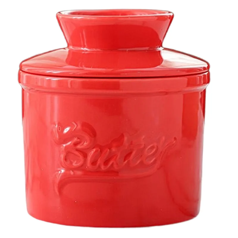 

【Price-Drop!】Thickened Butter Keeper With Lid Handmade Bell Crock Keep Fresh Dish Glossy Finish Home Use