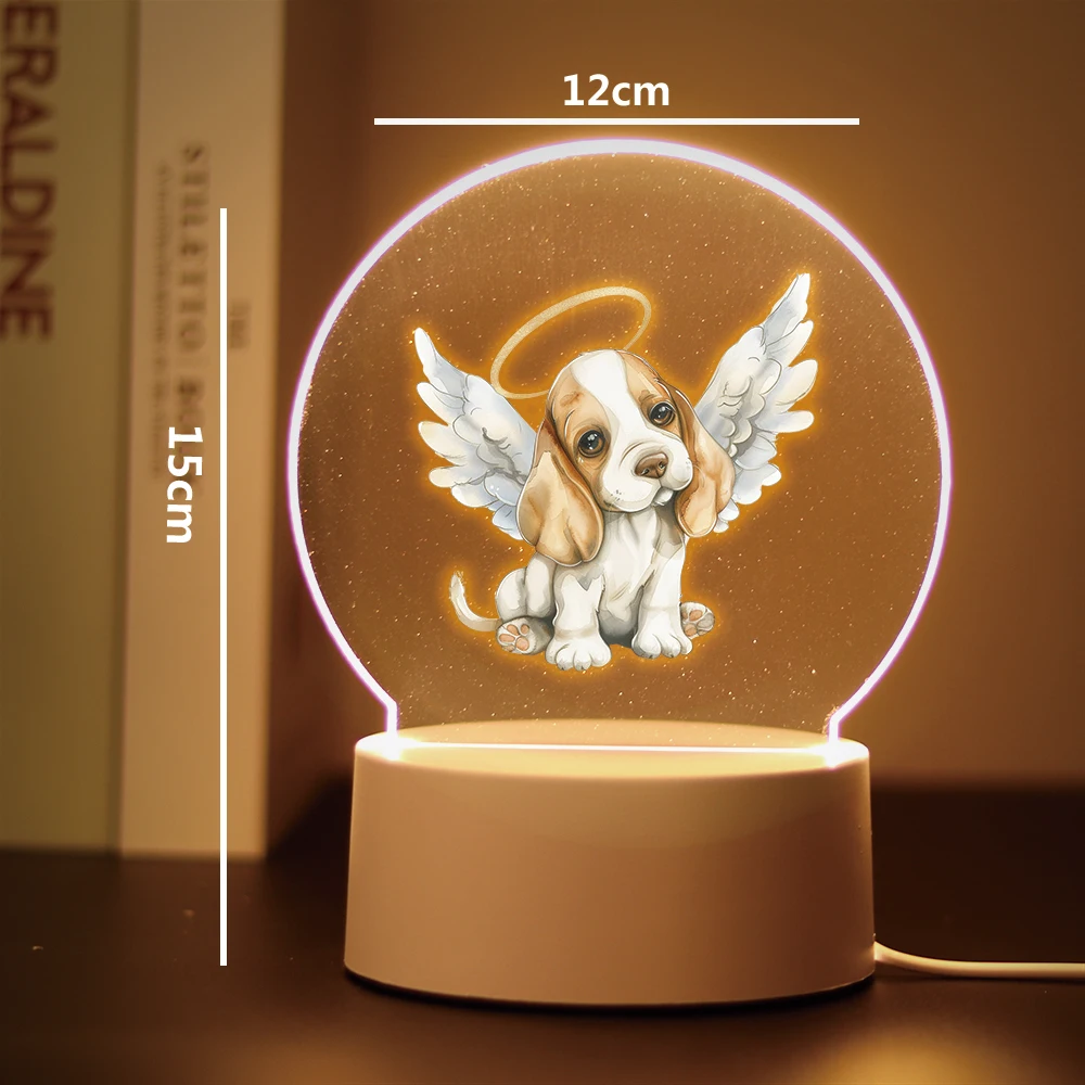 Dog Angel 3D Led Night Lamp Usb For Home Room Decoration Nightlight 3D Led Optical Illusion Table Lamp