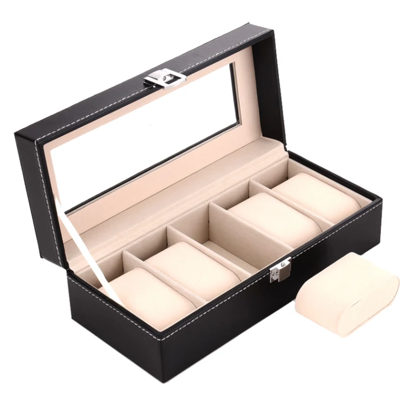 Pu Leather Watch Organizer Storage Boxes for Travel Watches Glass Case Display Multi-Purpose Storage Box for Watch and Jewelry