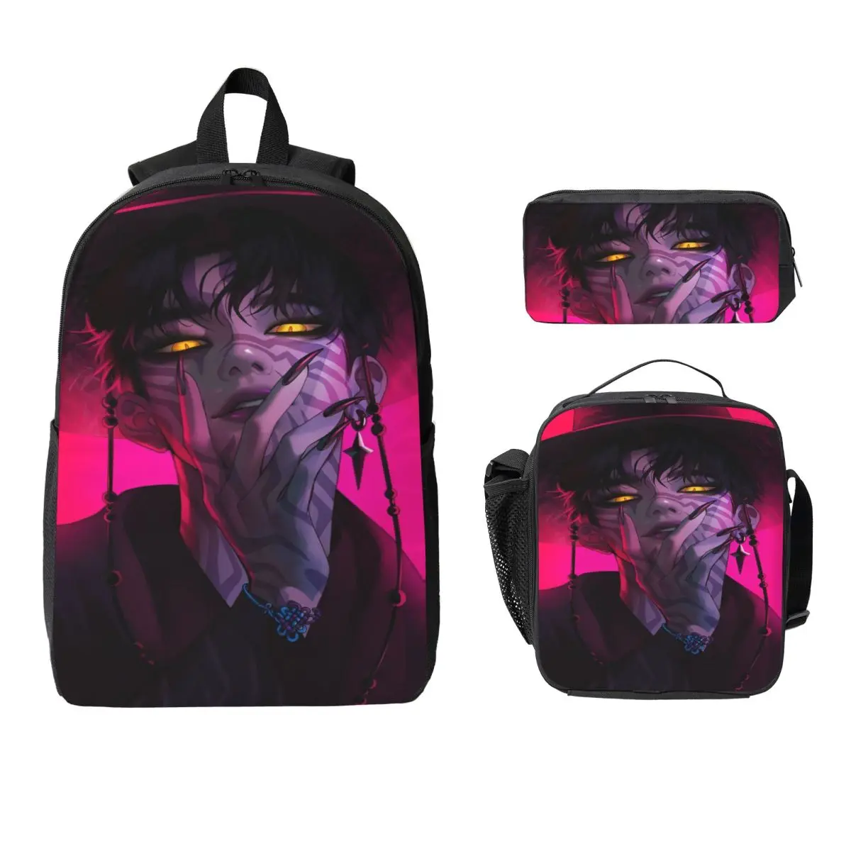 K-pop Demon Hunters Saja Boys School bags Set for Boy Girl Pen Bags Backpack Sets with Lunch Box For School Students Knapsack