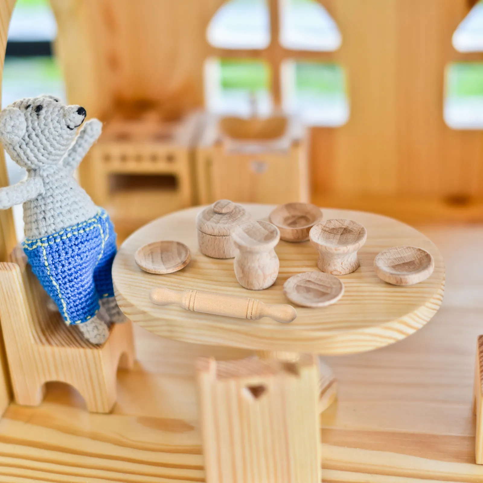 

Набор из 10 миниатюрных деревянных скалек: изысканные маленькие кухонные украшения, декор для кухонной сцены, аксессуары для миниатюрных кухонных сцен