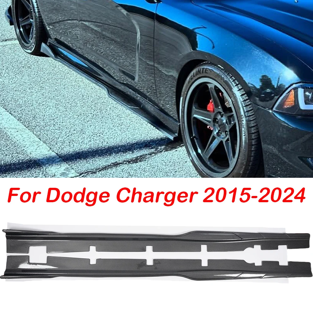 

For 2015-2024 Dodge Charger SRT Track Style Gloss Black/Carbon fiber Side Skirt Decoration Car Accessories