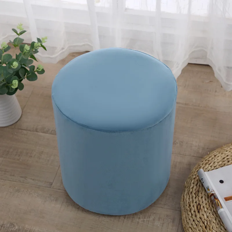 1PC Ottoman Cover Stretch Velvet Square Round Stool Cover Ottoman Slipcover Protector Footrest Stool Slipcovers for Living Room