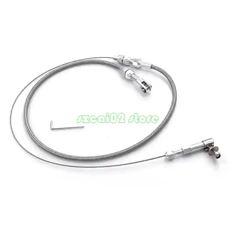 400B 24in/36in Replacement Braided Throttle Cable with Wrench Universal for Car Vehicle Stainless Throttle Cable Assembly