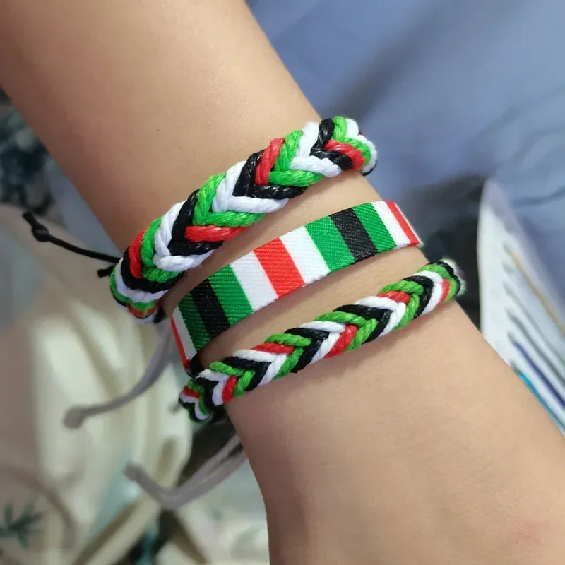Trendy Flag Braided Bracelet Colorful Woven Rope Thread Adjustable Rope Bangles Handmade Country State Jewelrys