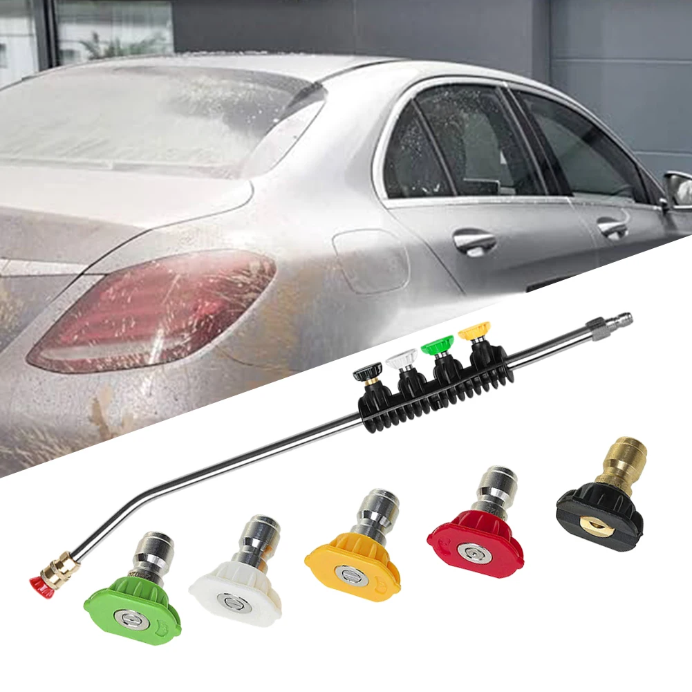 38 cm Pressure Washer Wand with 5 Spray Nozzles Curved Extension Wand 2600PSI Pressure Washer 1/4 Inch Quick Connect