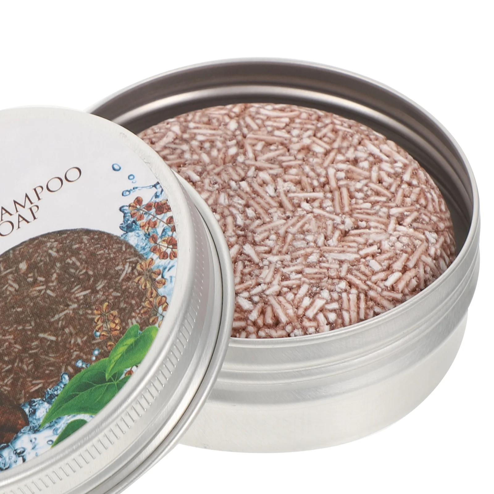 

Solid Shampoo Soap Bar for Cleansing Hair Care Plant Essence Oil Control Natural Round Soap in Aluminum Box