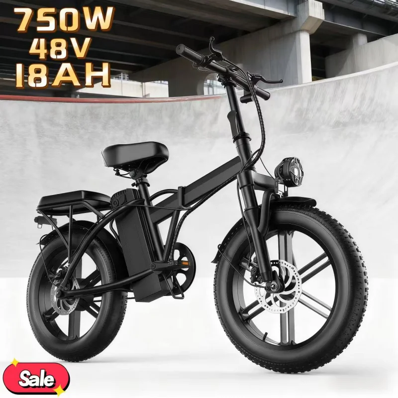 

Black electric bicycle 750W power 48V 18AH battery practical E-bike, suitable for daily shopping to save time and effort