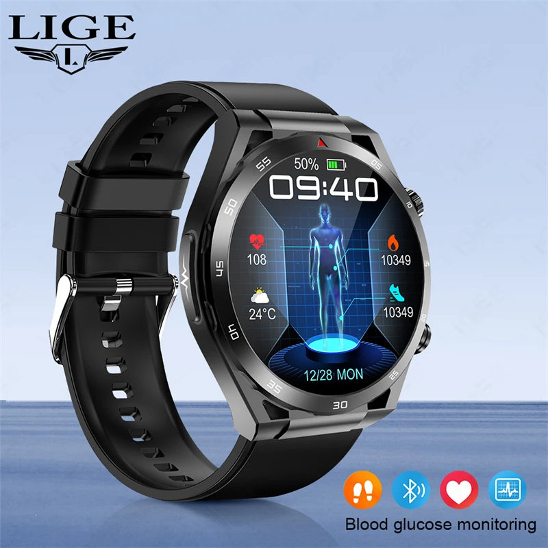 

LIGE AI Medical Diagnosis Follow Health ECG Smartwatch Sports Women Men Waterproof Watch Blood Pressure Smart Watch HPV Tracking