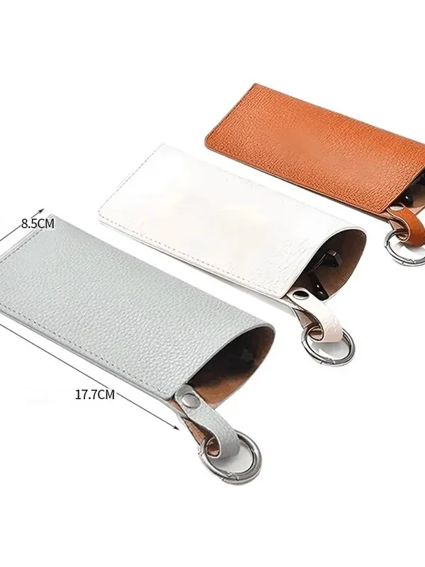 

Portable Keychain Sunglasses Storage Bag PU Leather Convenient Hanging Bag for Glasses And Keys Fly Storage Organizer