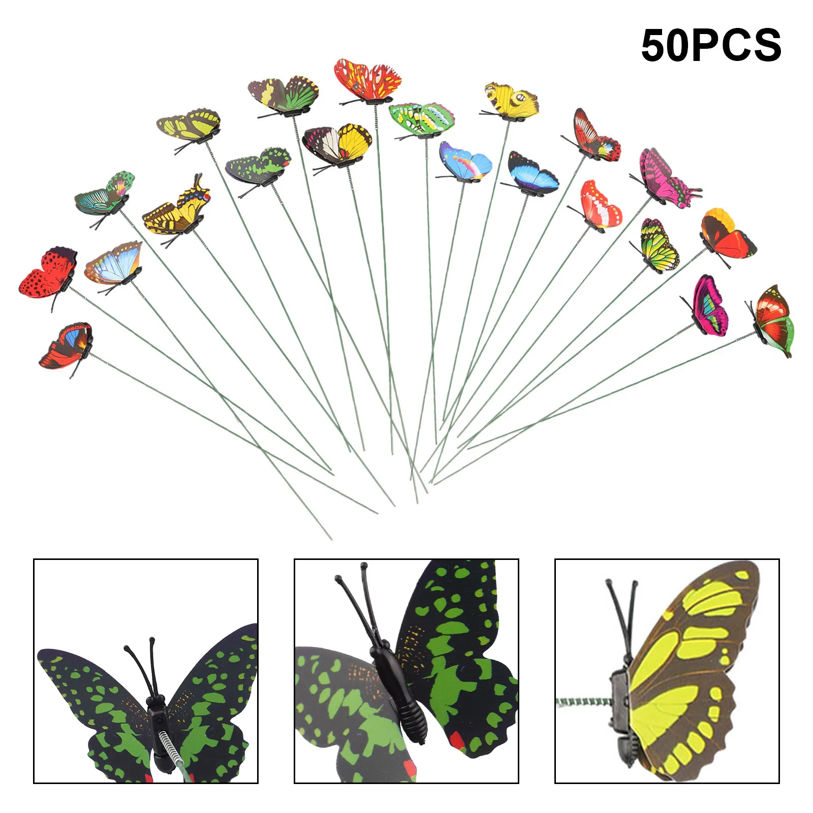 

50Pcs/set Butterflies Garden Yard Planter Colorful Whimsical Butterfly Stakes Decoracion Outdoor Decor Flower Pots Decoration