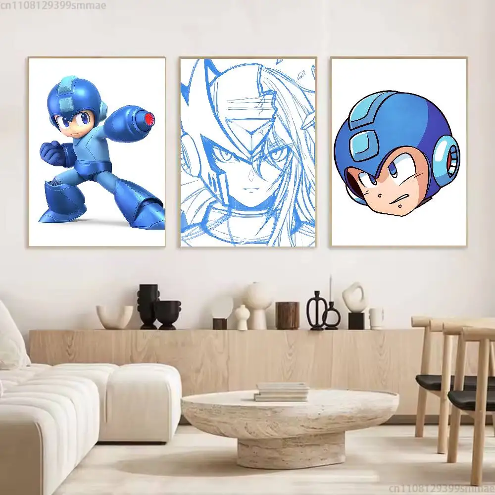 M-Megaman X Game Tinplate Classic Wall Art, Canvas Print Poster, Suitable for Home, Living Room, Room Decoration Painting