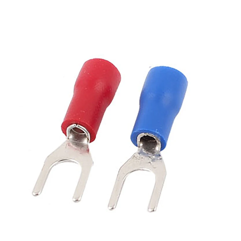 200pcs SVS 1.25-4 Fork Spade Terminal Connector 22-16 AWG Wire Cable Connector Insulated Cord Terminal